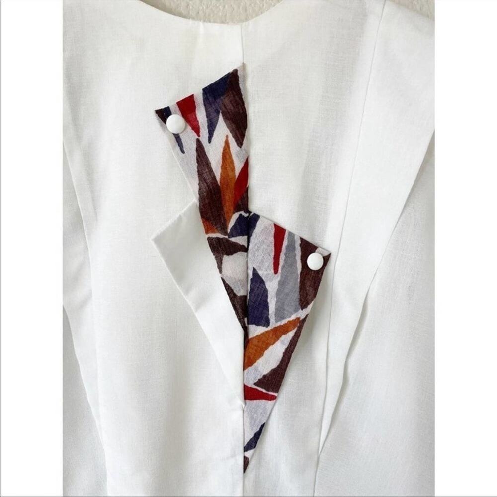 Alice Vintage Back Button Geometric Pattern Blouse Size Large - Picture 6 of 7